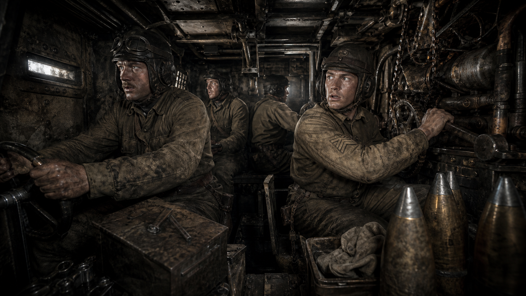 Interior of a British Mark IV tank at Cambrai