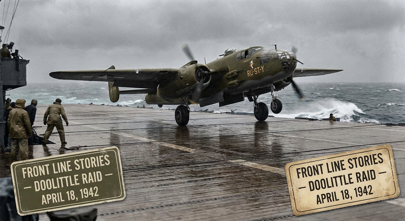 B-25 on aircraft carrier deck
