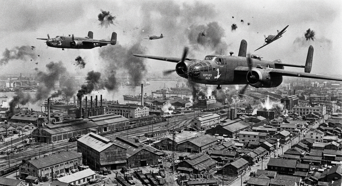 B-25 taking off from carrier