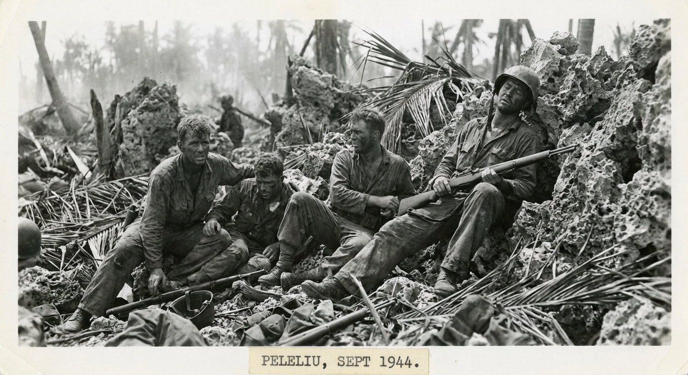 Machine-gun fire and mortars rake a ridge line as Marines crawl for inches of cover.