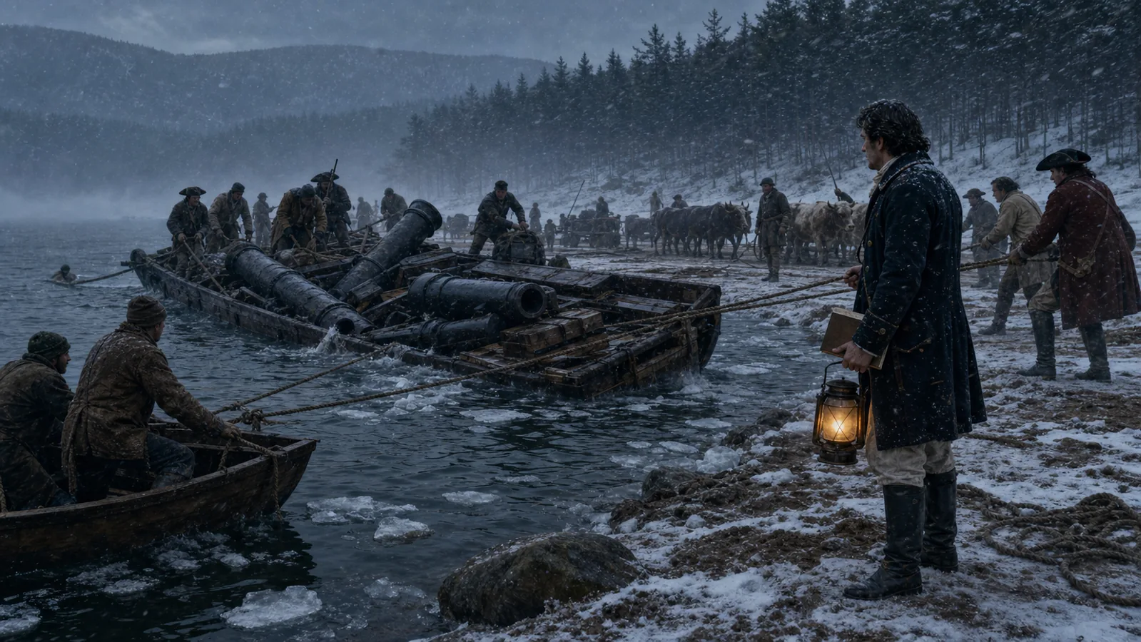 Henry Knox Noble Train of Artillery moving cannon through winter