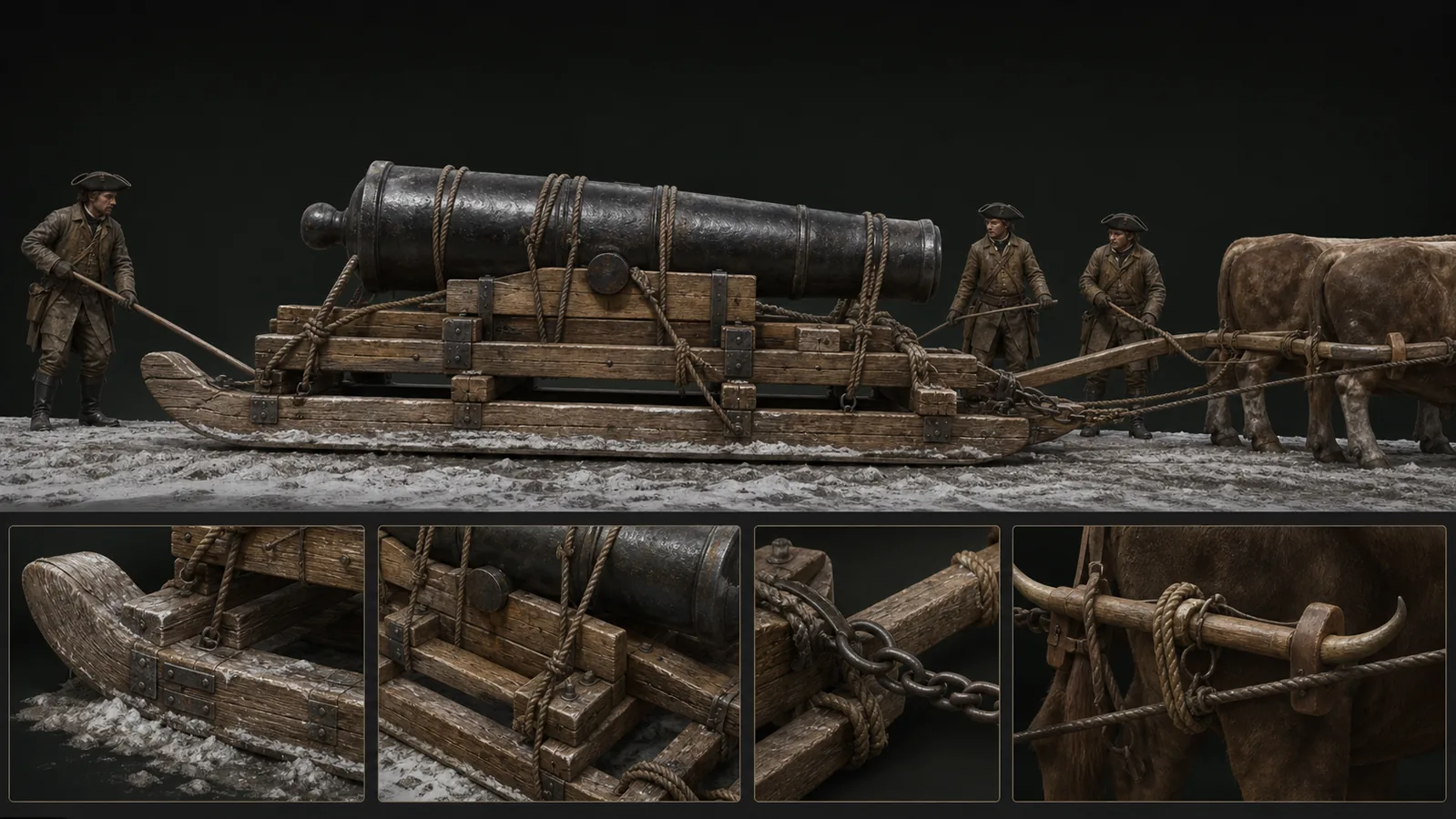 Technical view of Henry Knox artillery sled system