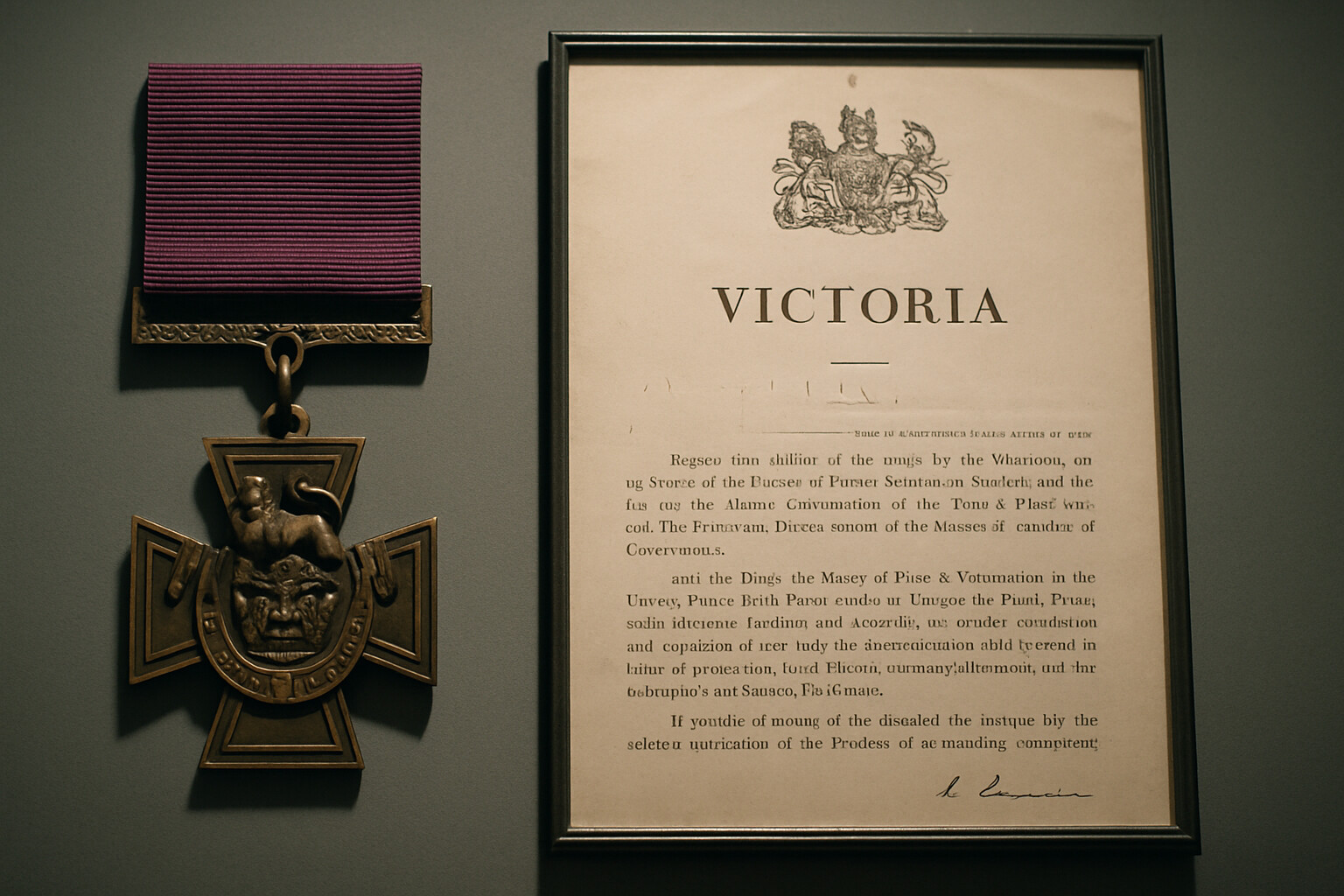 The official Victoria Cross and citation documents