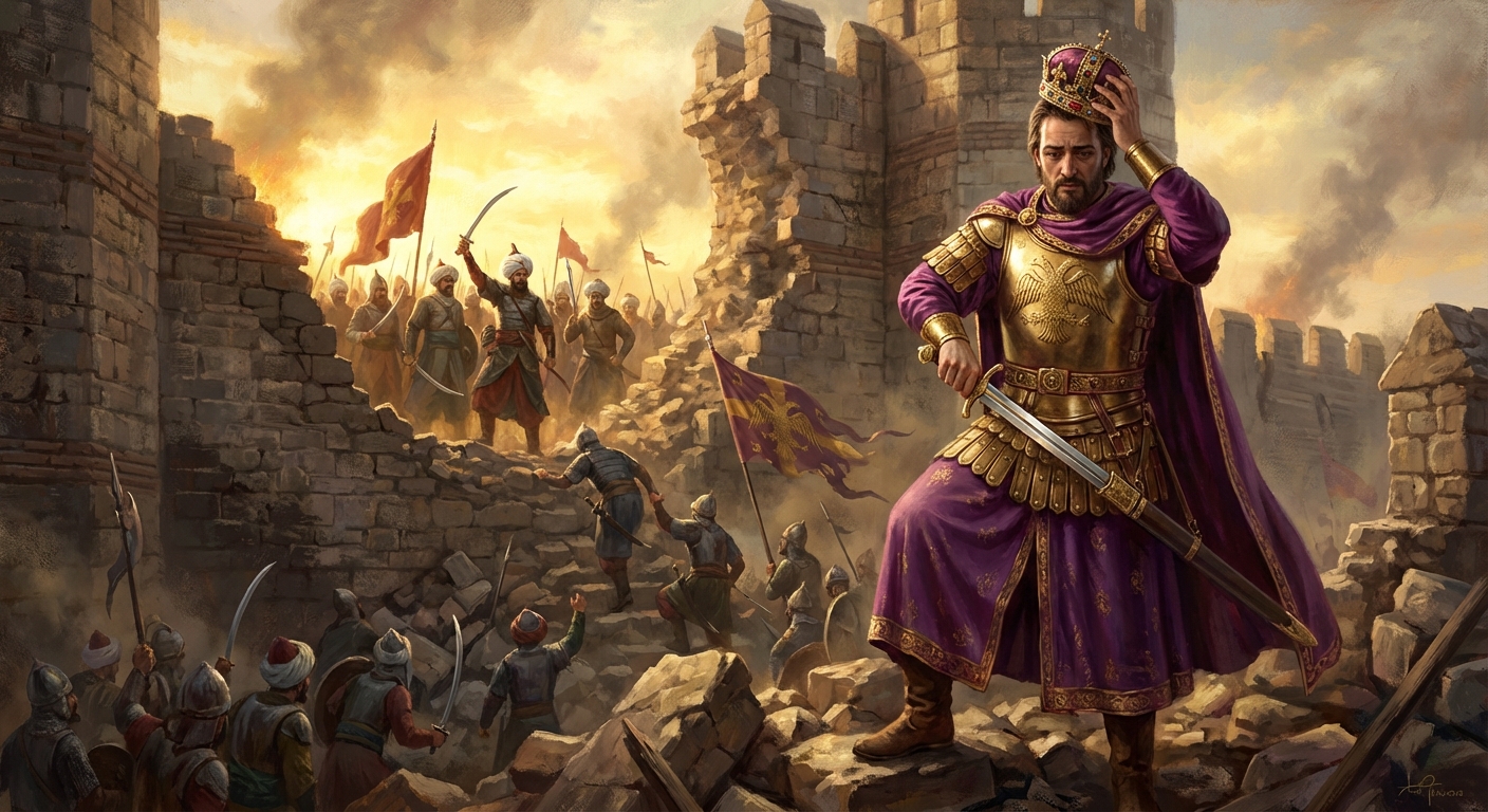 Constantine XI charging into the breach