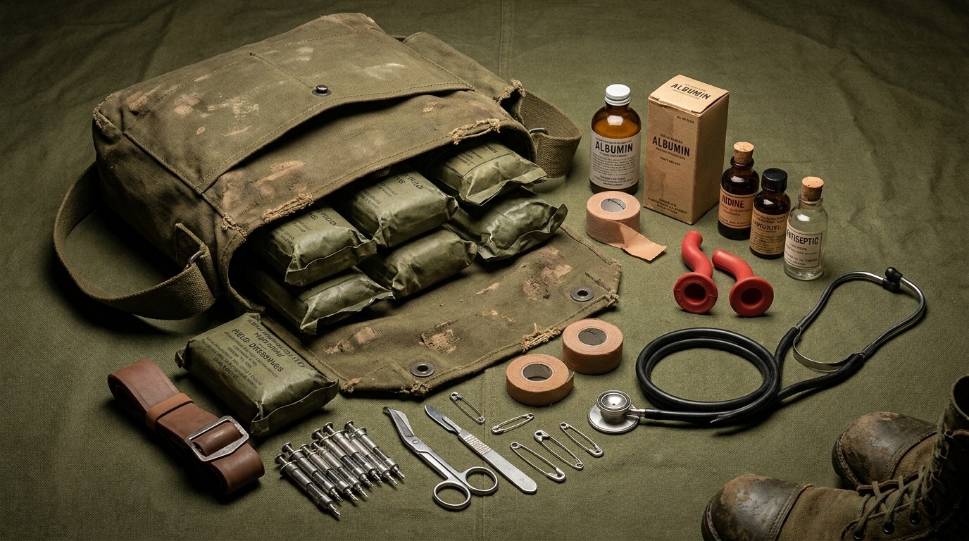 Equipment breakdown: the combat medic's aid bag and medical equipment of 1965