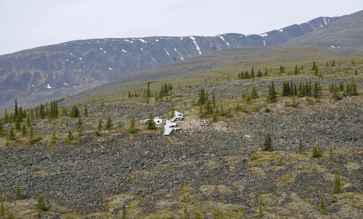 B-24 wreckage in the Alaska wilderness