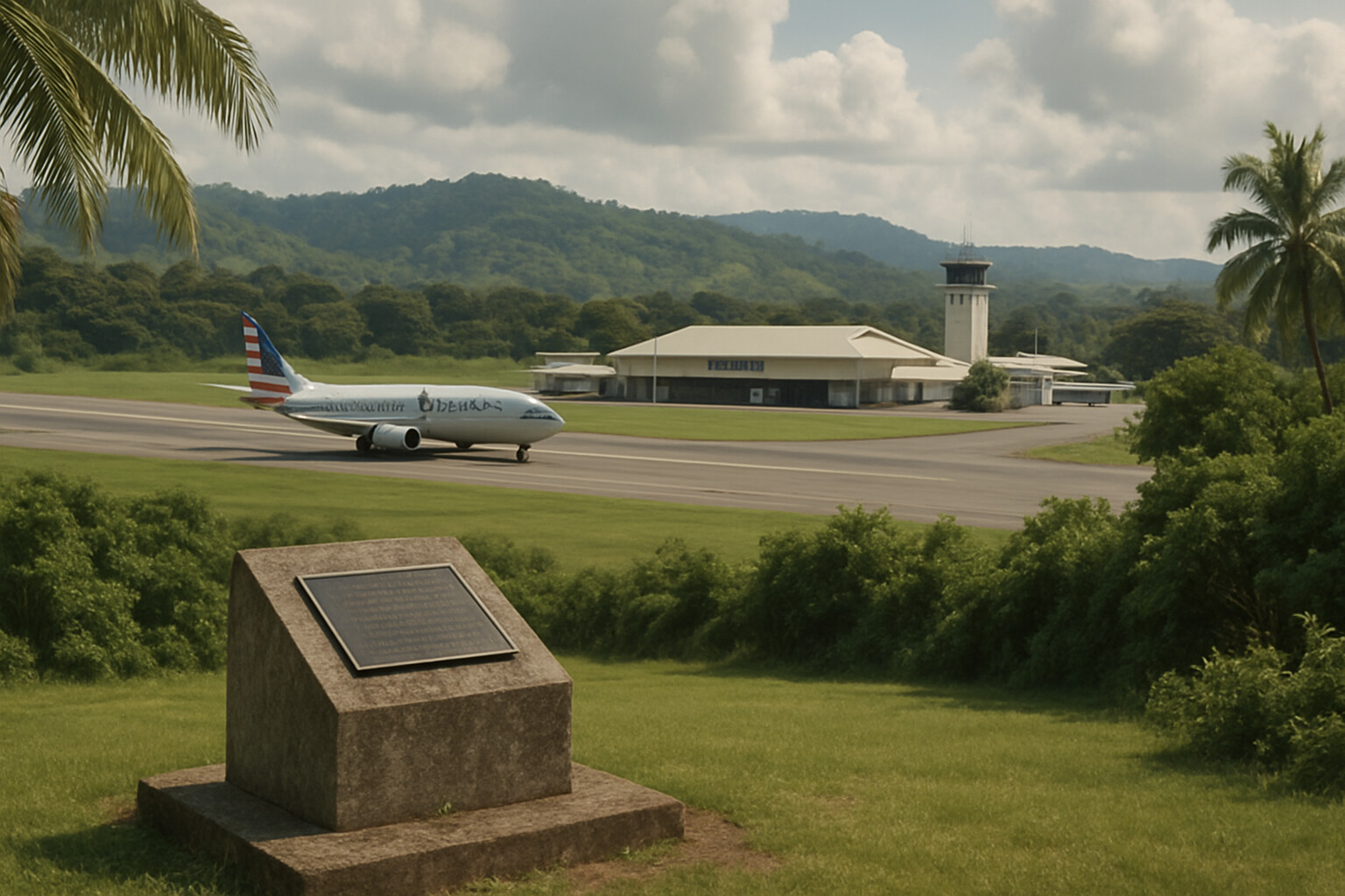 Modern day Henderson Field as Honiara International Airport, showing how the strategic battlefield has become a peaceful civilian facility