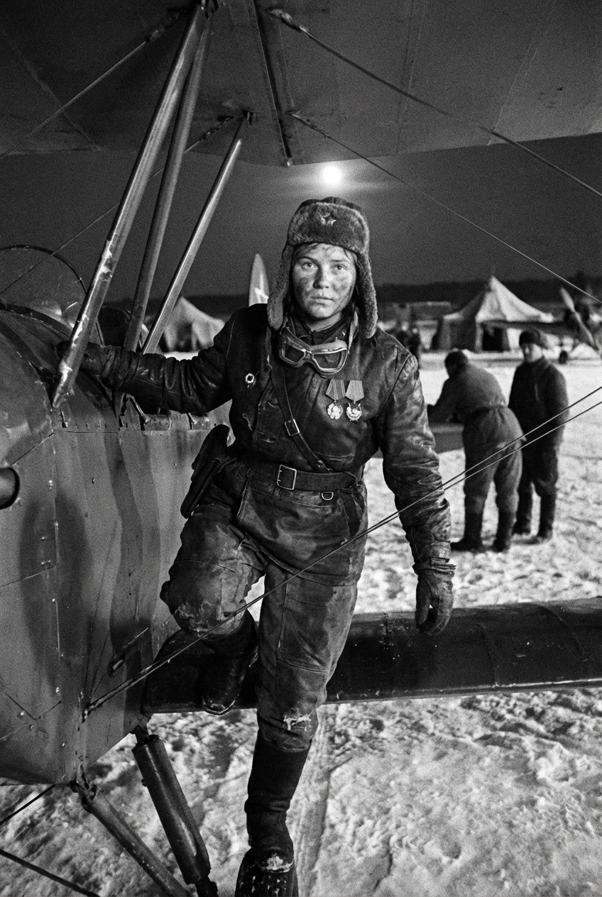 Night Witches rearming a Po-2 after landing