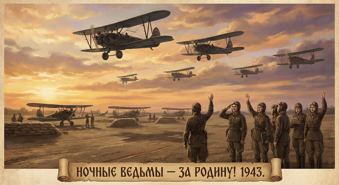 A final Po-2 flying toward dawn after a night mission
