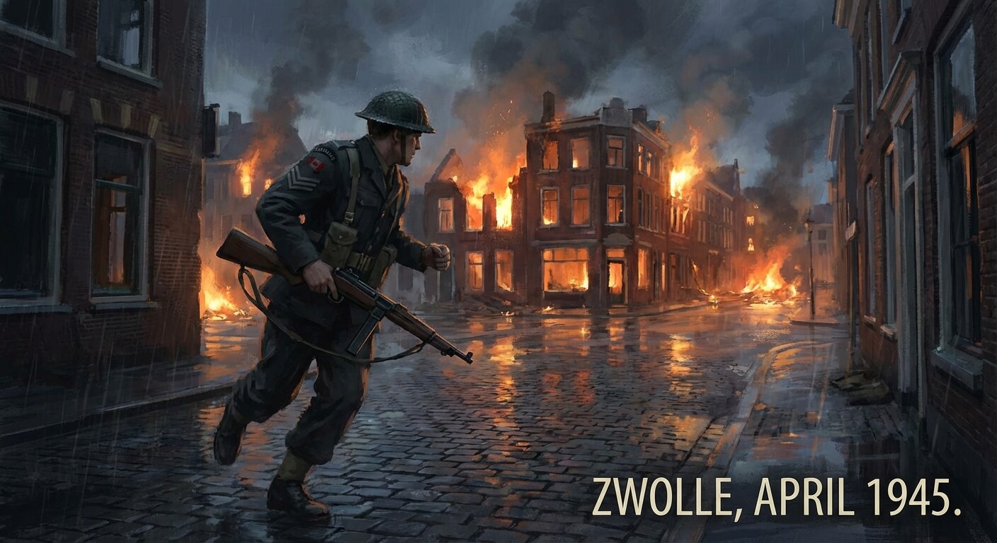 Leo Major moving through the streets of Zwolle alone at night