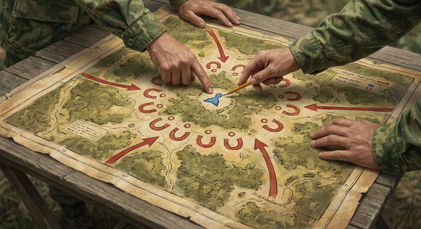 The trapped reconnaissance team faced fire from multiple directions near the Cambodian border.