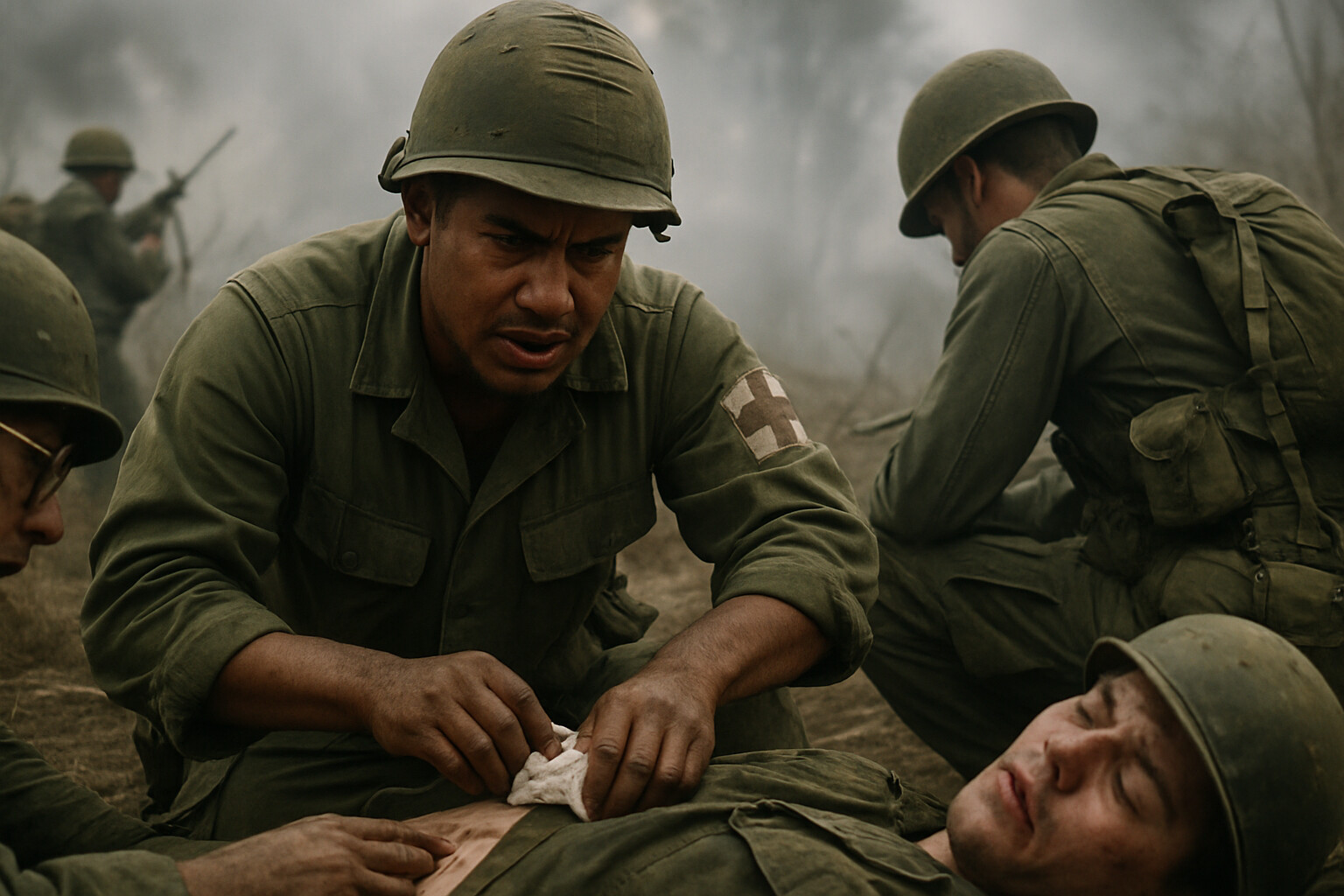 Benavidez worked the casualties while the perimeter was still under fire.