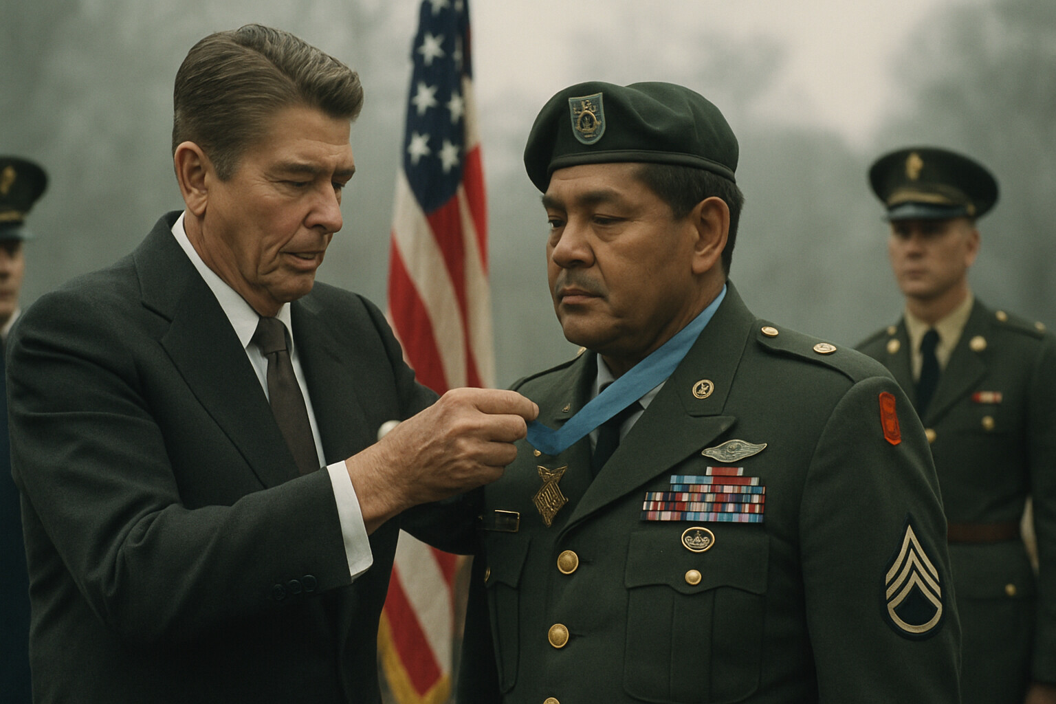 President Reagan presents the Medal of Honor to Roy Benavidez in 1981.