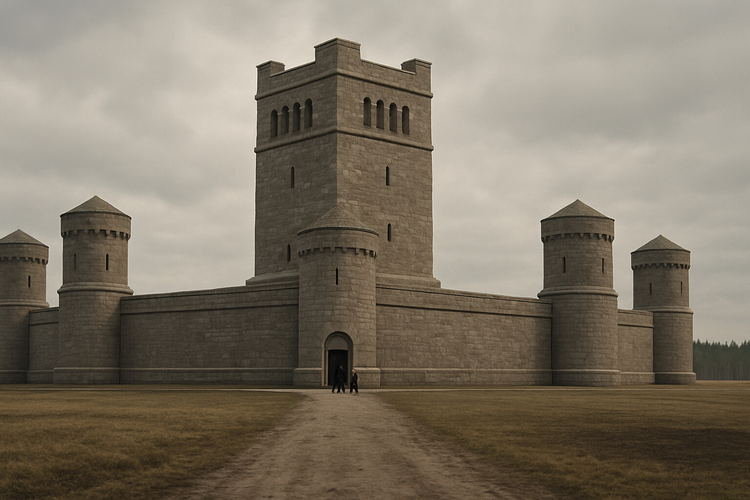 The Tannenberg Memorial, built 1924–1927: the massive stone monument in the East Prussian landscape that became the symbol of the battle's mythologization and its complicated postwar meanings.
