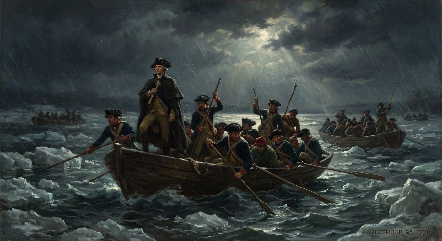 Washington crossing the Delaware River