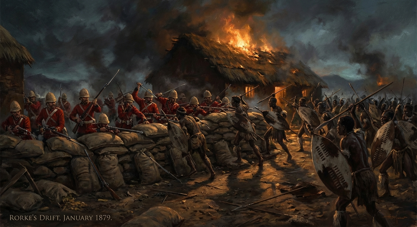 Night fighting at Rorke's Drift with the hospital on fire